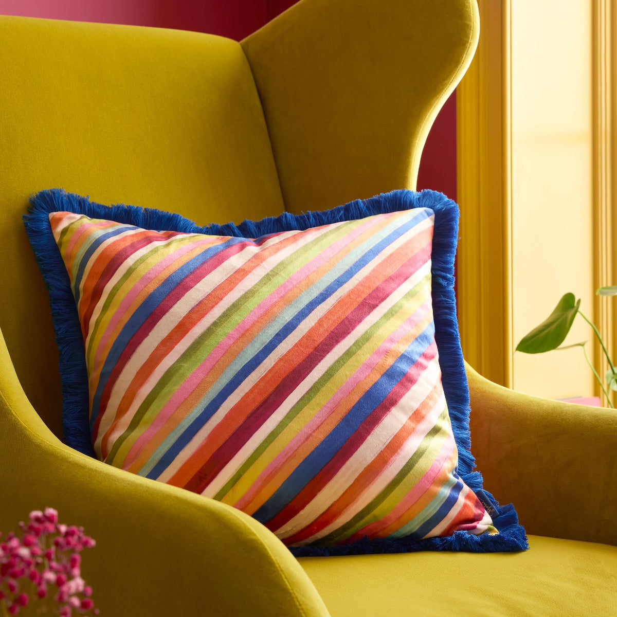 Darling Diagonal Stripe Bright Filled Cushion - 50 x 50cm