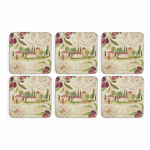 Pimpernel Olive Orchard Set of 6 Coasters 10.5cm - TABLEMATS/COASTERS - Beattys of Loughrea