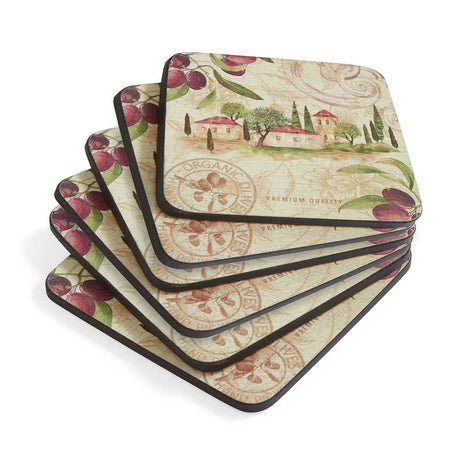 Pimpernel Olive Orchard Set of 6 Coasters 10.5cm - TABLEMATS/COASTERS - Beattys of Loughrea