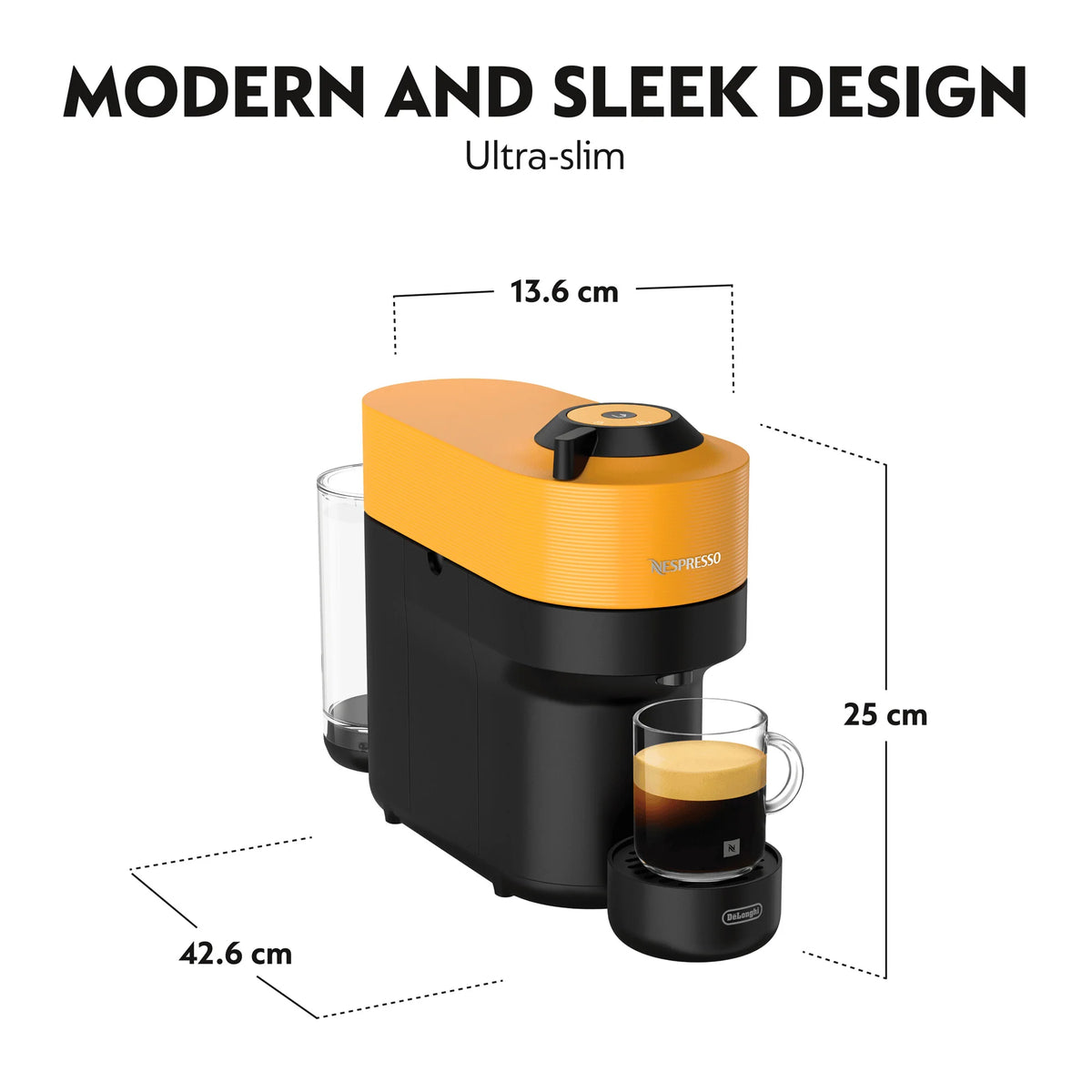 De'Longhi Nespresso Vertuo Pop ENV90.Y Capsule Coffee Machine, Yellow - COFFEE MAKERS / ACCESSORIES - Beattys of Loughrea