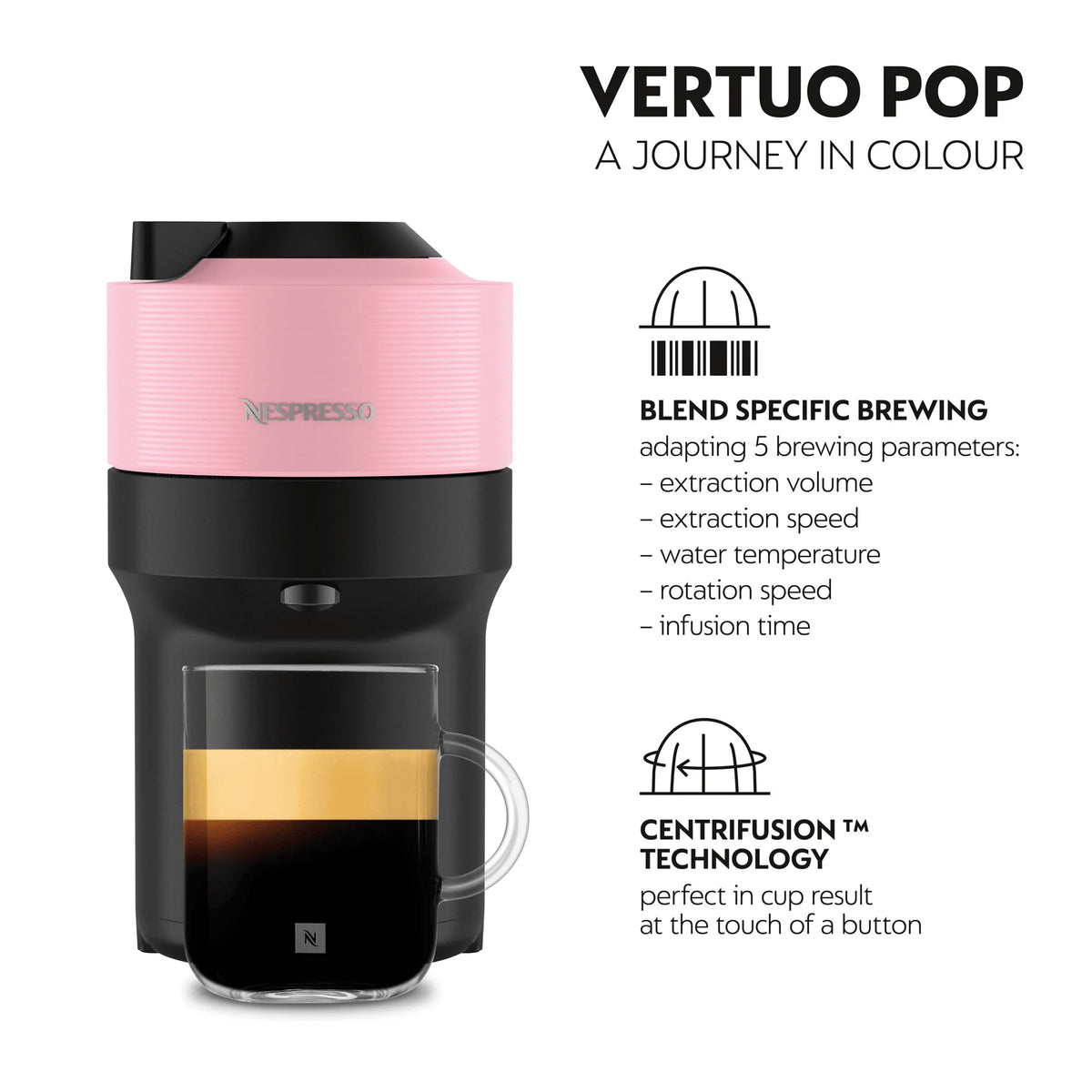 De'Longhi Nespresso Vertuo Pop ENV90.P Capsule Coffee Machine, Pink - COFFEE MAKERS / ACCESSORIES - Beattys of Loughrea