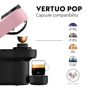 De'Longhi Nespresso Vertuo Pop ENV90.P Capsule Coffee Machine, Pink - COFFEE MAKERS / ACCESSORIES - Beattys of Loughrea