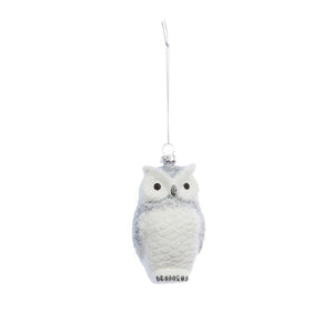 Glitzy Arctic Owl Pendant Christmas Tree Ornament - XMAS BAUBLES - Beattys of Loughrea