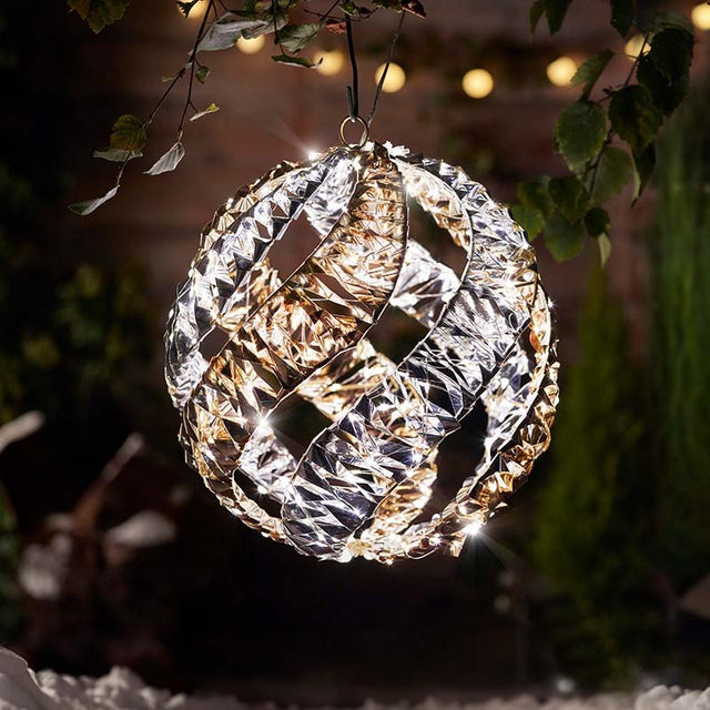 Silver Gilt Helix Illuminated Christmas Bauble – 30cm (Low Voltage)