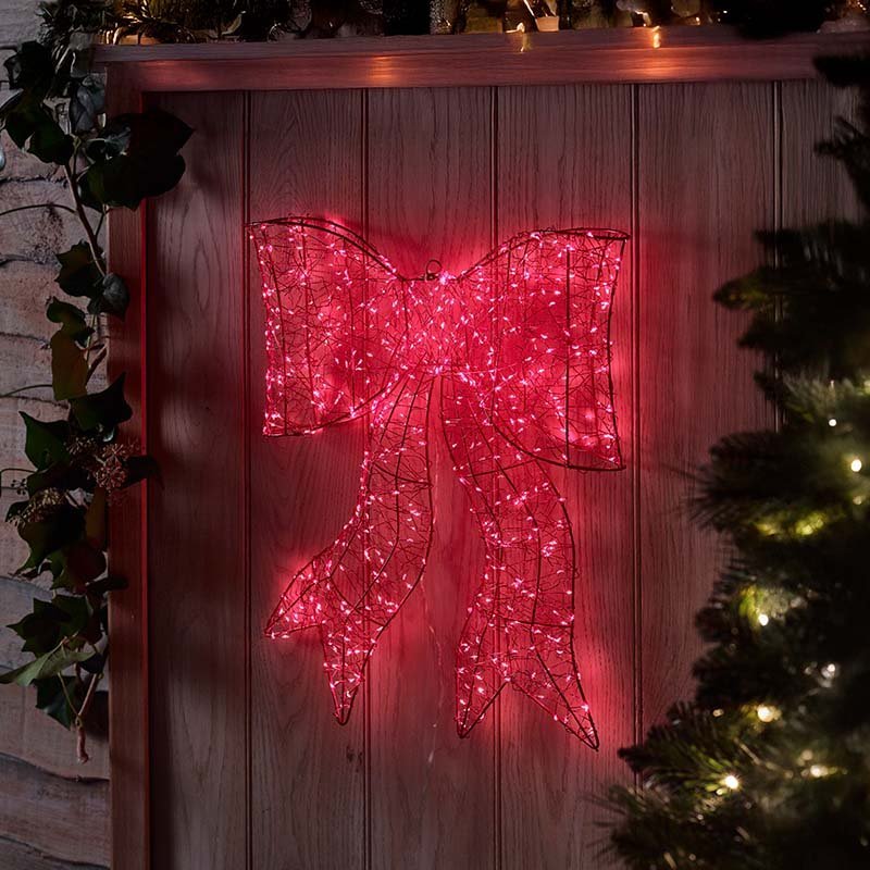 650 LED Galaxy Silhouette Christmas Bow – Red 40cm (Low Voltage) - XMAS ROOM DECORATION - LIGHT UP - Beattys of Loughrea