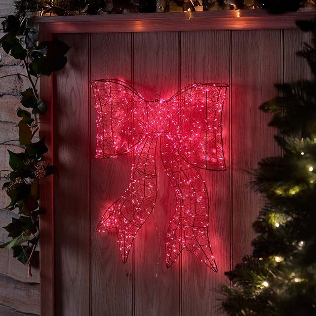 650 LED Galaxy Silhouette Christmas Bow – Red 40cm (Low Voltage) - XMAS ROOM DECORATION - LIGHT UP - Beattys of Loughrea