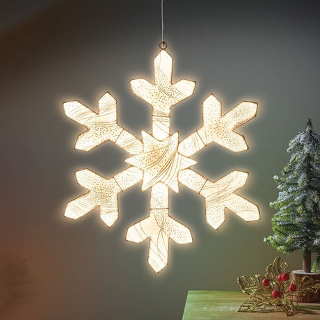 Aura Illuminated Snowflake Hanging Wall Decoration (Low Voltage) - XMAS LIGHTED OUTDOOR DECOS - Beattys of Loughrea