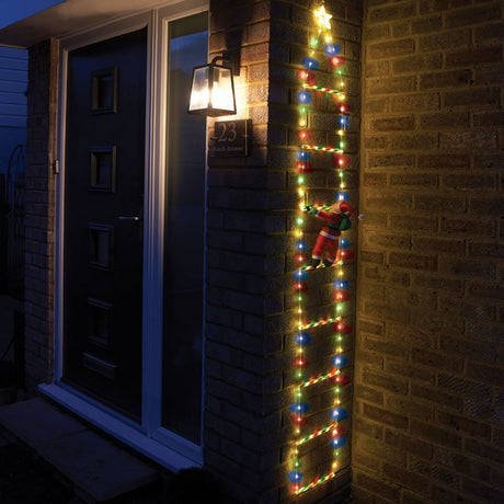 Santa's Ladder Multicoloured Illuminated Christmas Decoration – 2m (Low Voltage) - XMAS LIGHTED OUTDOOR DECOS - Beattys of Loughrea