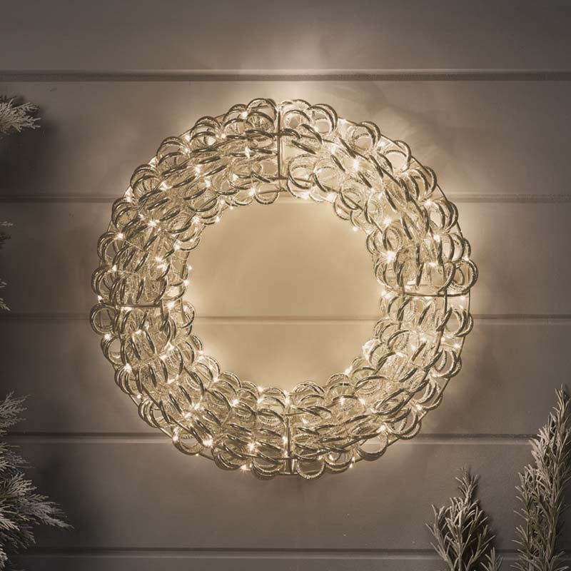 Titan Silver Wreath Illuminated Christmas Silhouette Light – 50cm (Low Voltage) - XMAS LIGHTED OUTDOOR DECOS - Beattys of Loughrea