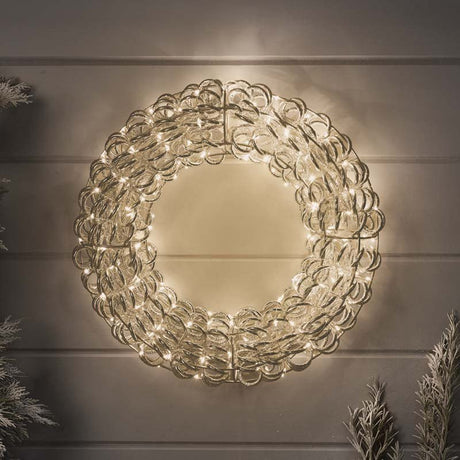 Titan Silver Wreath Illuminated Christmas Silhouette Light – 50cm (Low Voltage) - XMAS LIGHTED OUTDOOR DECOS - Beattys of Loughrea