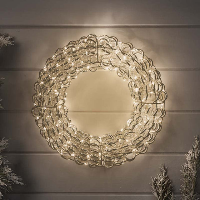 Titan Silver Wreath Illuminated Christmas Silhouette Light – 50cm (Low Voltage) - XMAS LIGHTED OUTDOOR DECOS - Beattys of Loughrea