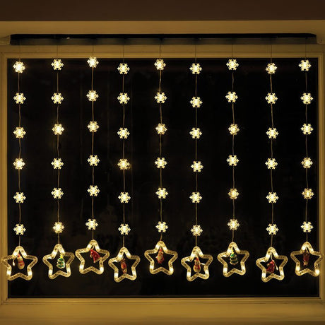 Xmas Star Curtain Lights – Warm White (Low Voltage) - XMAS LIGHTS LED - Beattys of Loughrea