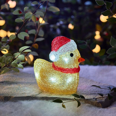 InLit Acrylic Santa DecoDuckling Illuminated Christmas Ornament - XMAS ROOM DECORATION - LIGHT UP - Beattys of Loughrea