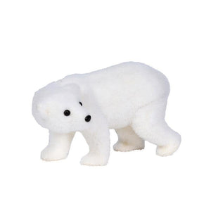 Flocked Polar Bear Decorative Christmas Figurine (15cm) - XMAS SOFT DECOS - Beattys of Loughrea