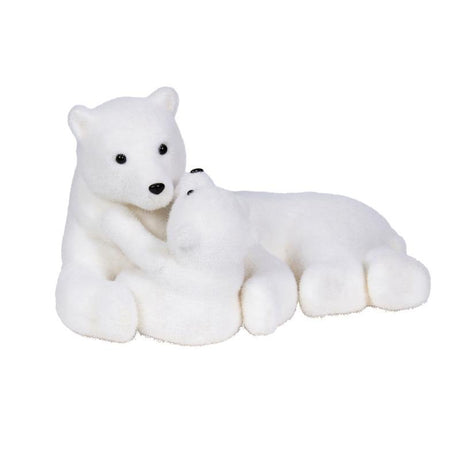 Flocked Polar Bear & Cub Decorative Christmas Figurine (27cm x 50cm)