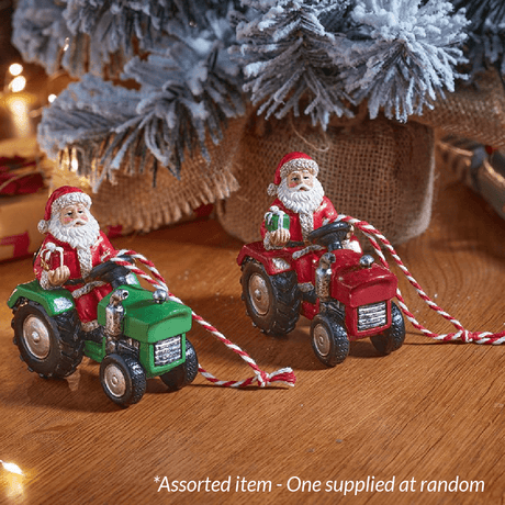Santa Tractor Christmas Tree Pendant - One Supplied*