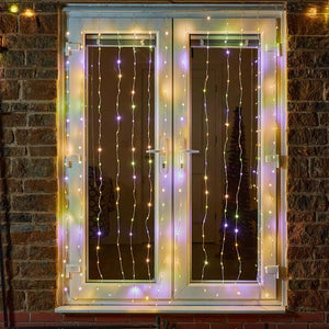 TwoTone LED Curtain Net Lights – 400 LEDs – Warm White & Multi-Colour (200cm x 200cm)