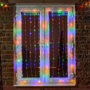 TwoTone LED Curtain Net Lights – 400 LEDs – Warm White & Multi-Colour (200cm x 200cm)