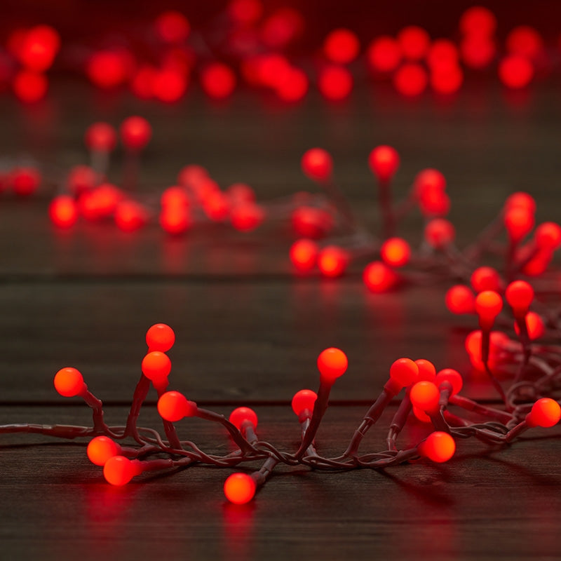 250 LED Red Ball Cluster Christmas Lights (Low Voltage)