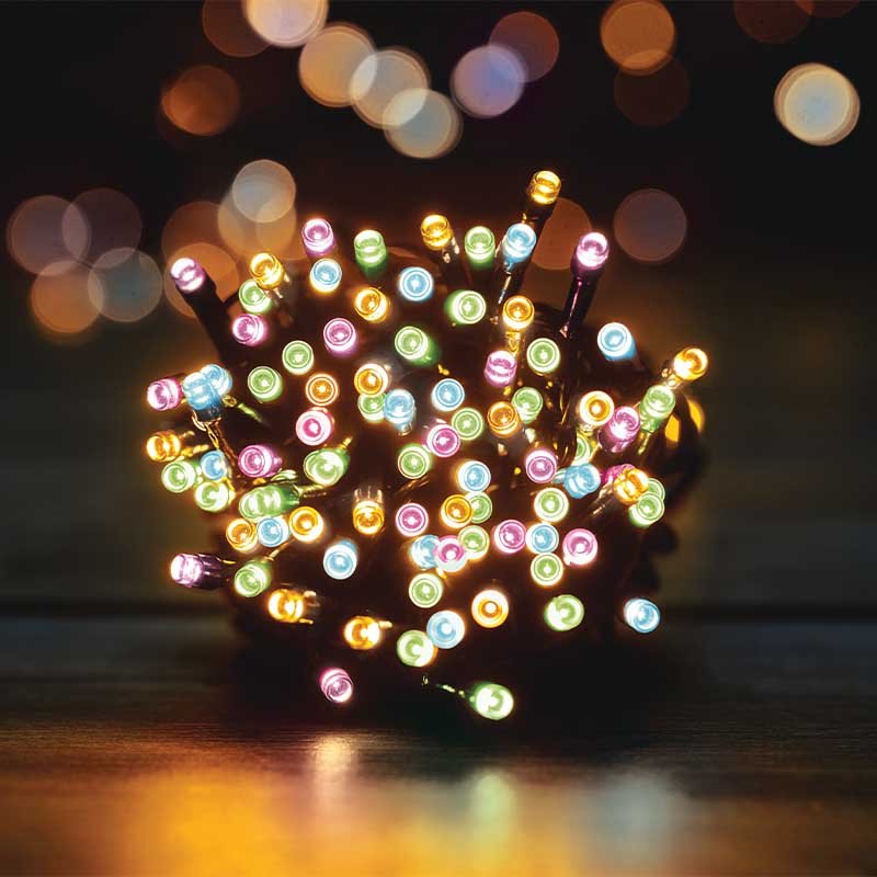 500 LED Christmas Tree Lights – Pastel Rainbow (Low Voltage)