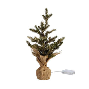 InLit Pre-Lit Sparkly Fir Mini Christmas Tree in Burlap Base – 45cm