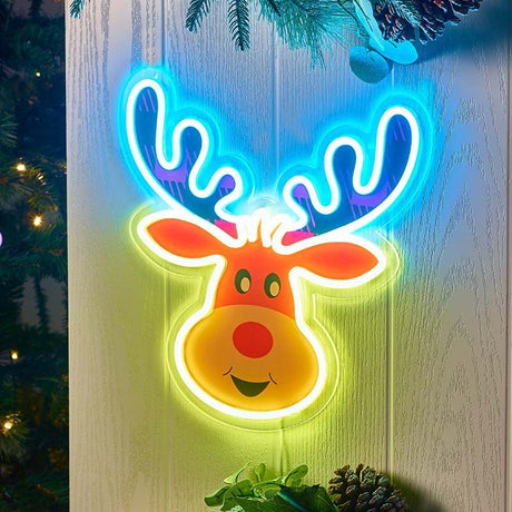 NeonEsque Radiant Rudy Illuminated Reindeer Wall Decoration (Low Voltage) - XMAS LIGHTED OUTDOOR DECOS - Beattys of Loughrea