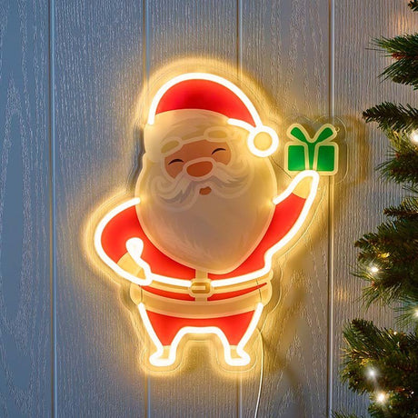 NeonEsque Radiant Santa Claus Illuminated Wall Decoration (Low Voltage) - XMAS LIGHTED OUTDOOR DECOS - Beattys of Loughrea