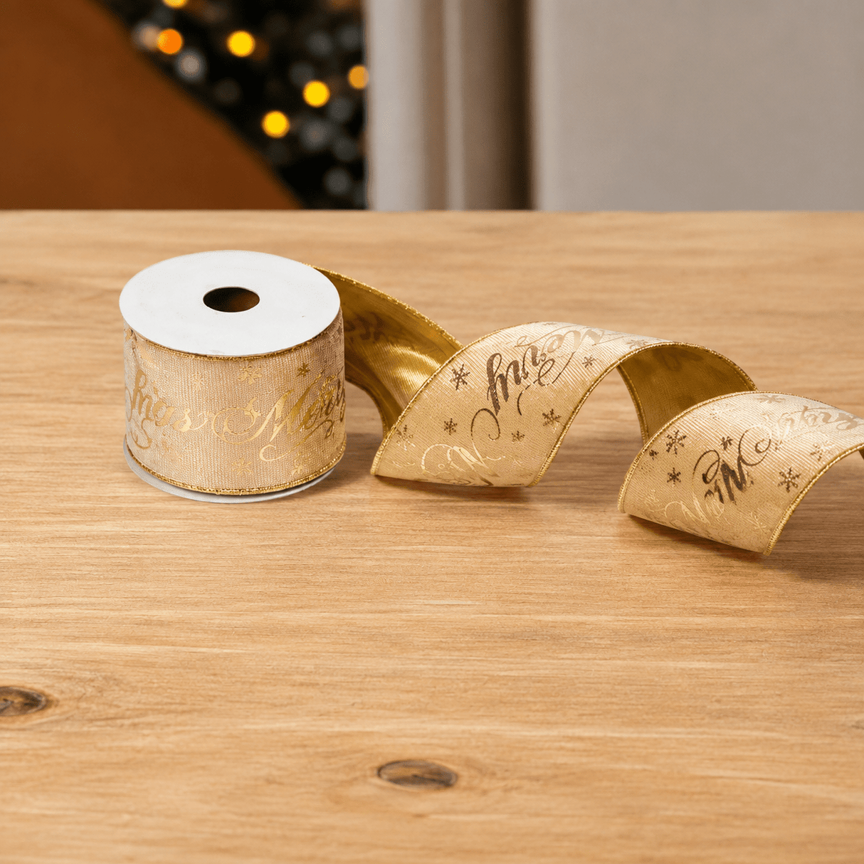 63mm Gold Velvet Premium Wired Christmas Ribbon 3m - XMAS RIBBON TINSEL - Beattys of Loughrea