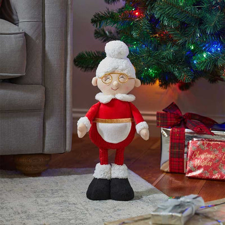 Mrs Santa Plush Standing Christmas Figurine – 42cm - XMAS SOFT DECOS - Beattys of Loughrea