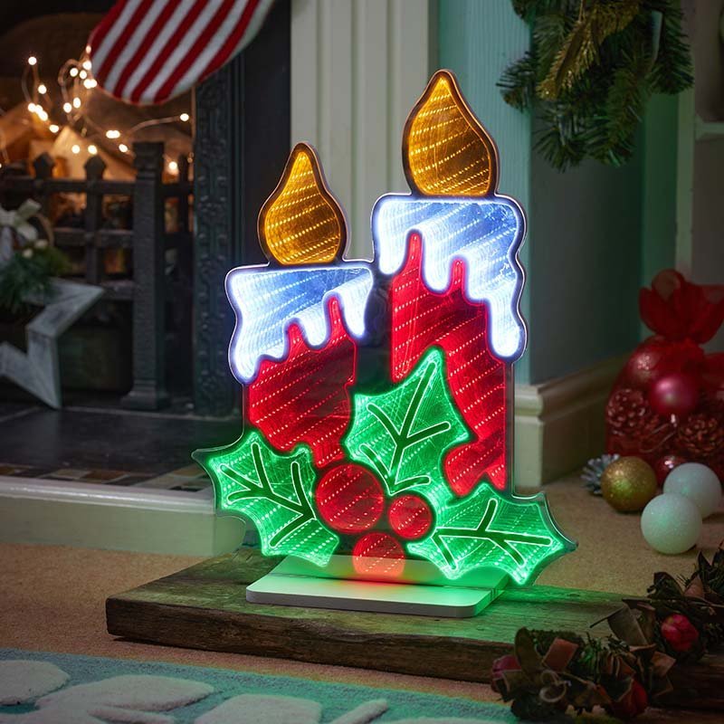 InfiniCandles Infinity Mirror Christmas Light – 45cm (Low Voltage) - XMAS ROOM DECORATION - LIGHT UP - Beattys of Loughrea