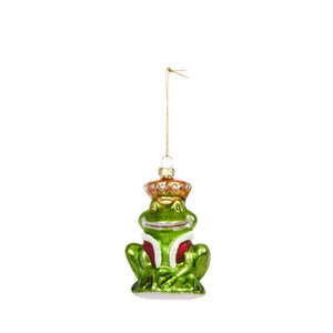 Frog Prince Glass Pendant Hanging Christmas Tree Ornament (10cm) - XMAS BAUBLES - Beattys of Loughrea