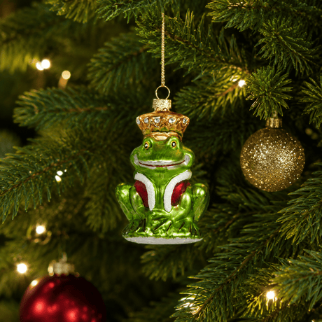 Frog Prince Glass Pendant Hanging Christmas Tree Ornament (10cm) - XMAS BAUBLES - Beattys of Loughrea