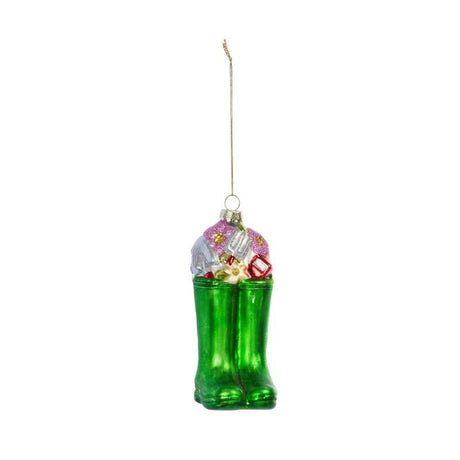Wellies Pendant Glass Hanging Christmas Tree Ornament (13cm) - XMAS BAUBLES - Beattys of Loughrea