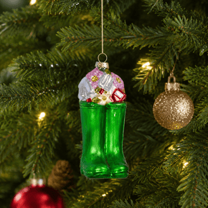 Wellies Pendant Glass Hanging Christmas Tree Ornament (13cm) - XMAS BAUBLES - Beattys of Loughrea
