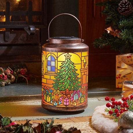 ArtLantern Christmas Tree Stained-Glass Inspired Lantern – 24cm - XMAS LANTERNS/ BOTTLES - Beattys of Loughrea
