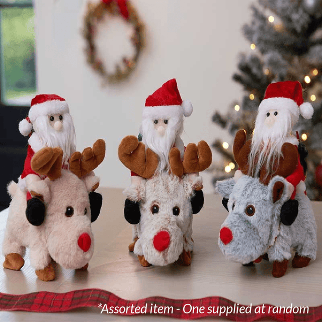 Animated Santa & Rudolph Christmas Ride Assorted – One Supplied* - XMAS CERAMIC WOOD RESIN GLASS ORNAMENTS - Beattys of Loughrea
