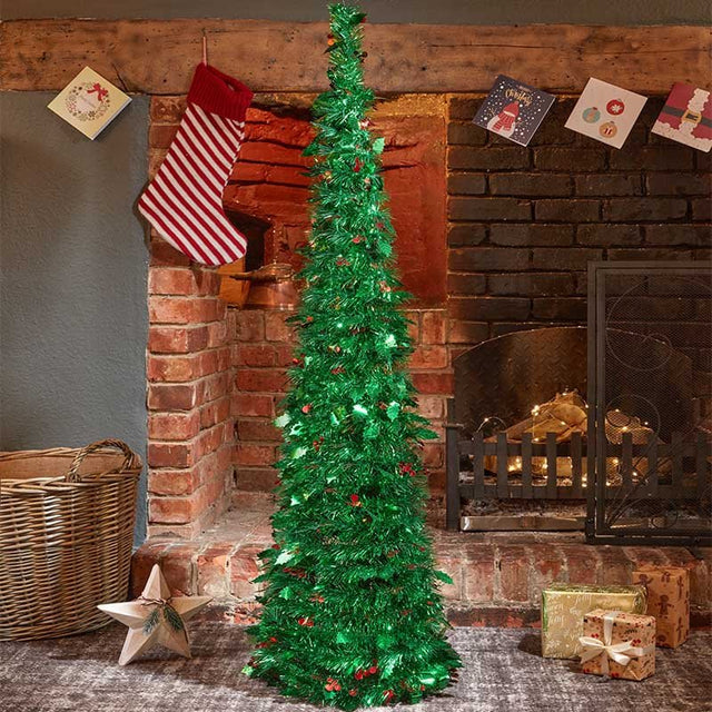 1.5m Pop-Up Gatsby Tinsel Christmas Tree – Green