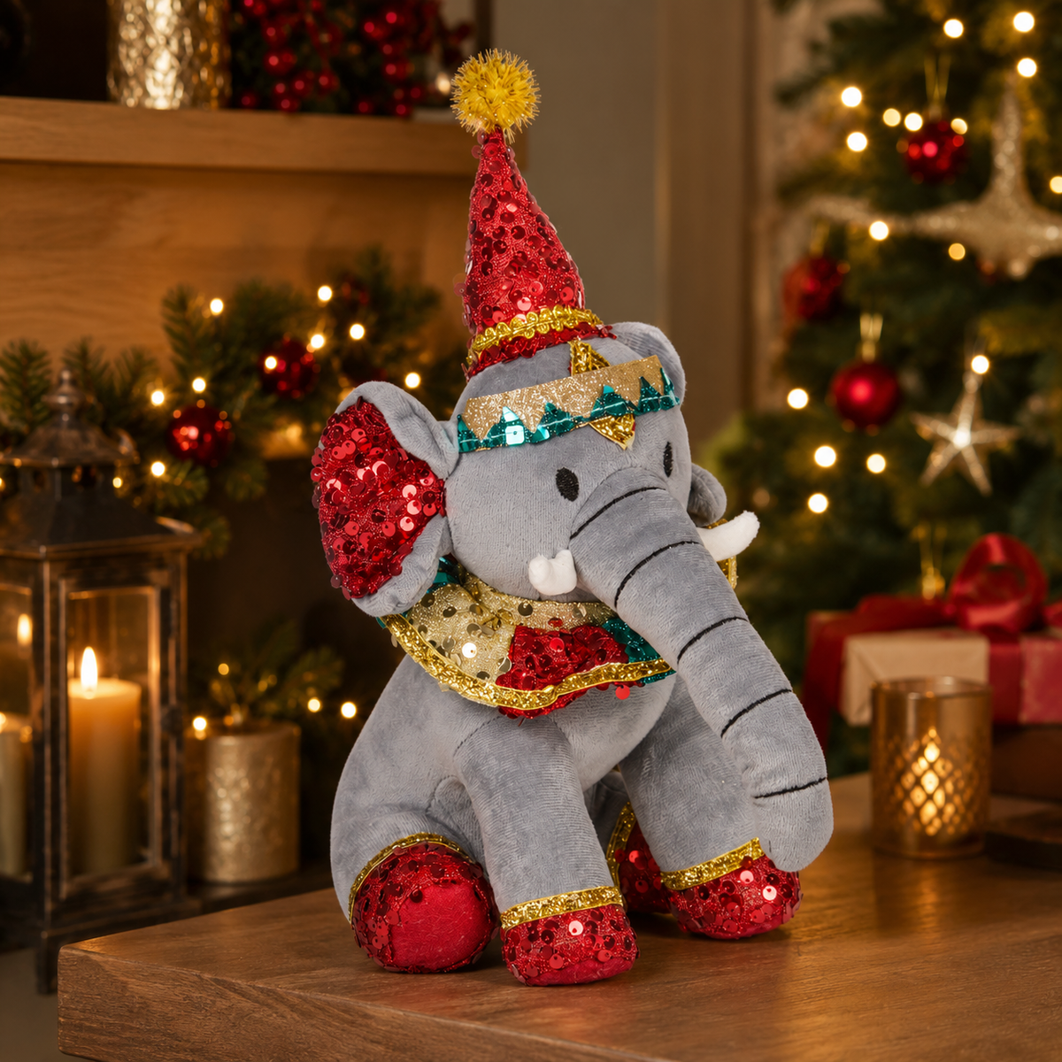 Xmas Circus Hefferlump Plush Elephant Christmas Decoration – 40cm