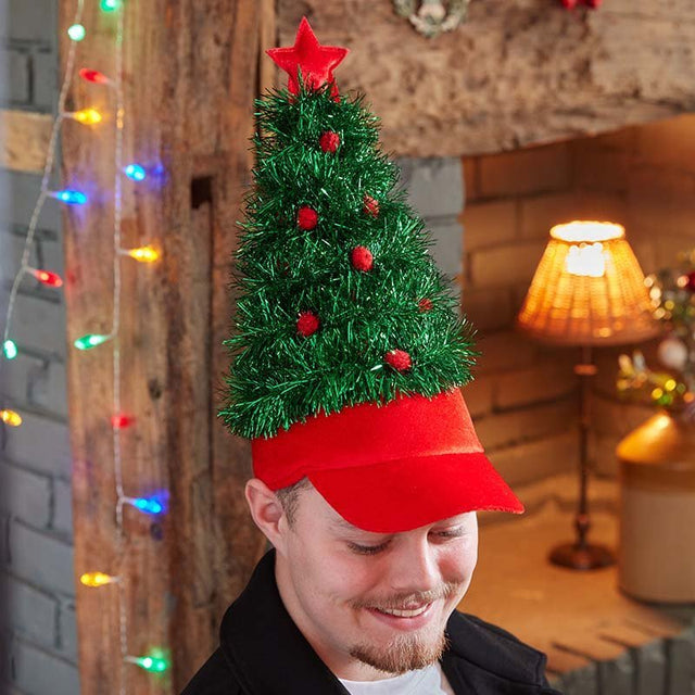Xmas Tree Novelty Sparkly Tinsel Christmas Cap - XMAS CERAMIC WOOD RESIN GLASS ORNAMENTS - Beattys of Loughrea
