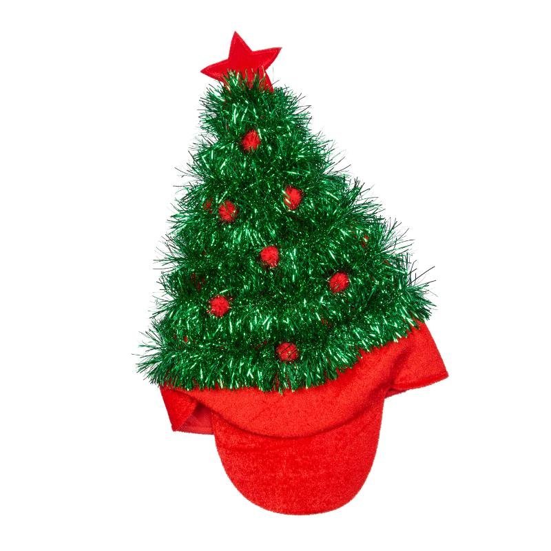 Xmas Tree Novelty Sparkly Tinsel Christmas Cap - XMAS CERAMIC WOOD RESIN GLASS ORNAMENTS - Beattys of Loughrea