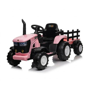 Turbo Harvest 12V Electric Ride On Tractor with Trailer Pink