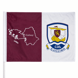 Galway GAA 3ft x 2ft County Flag on Pole - Maroon/White
