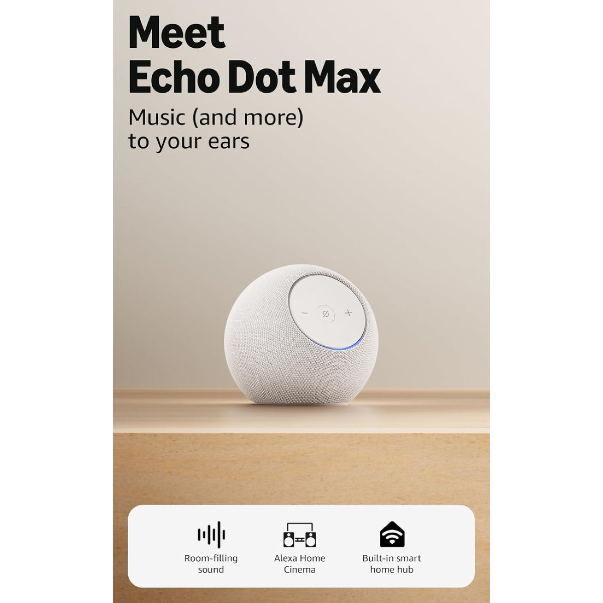 Amazon Echo Dot Max (2025) - Glacier White Smart Speaker with Alexa