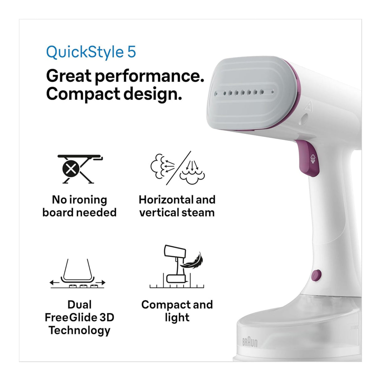 BRAUN QUICKSTYLE 5 GARMENT STEAMER GS5011PU