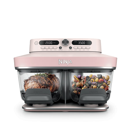 Ninja CRISPi DualZone 8-Function Glass Air Fryer - Rose Quartz (DD102UKPK1) - AIR FRYER / DEEP FAT FRYERS - Beattys of Loughrea