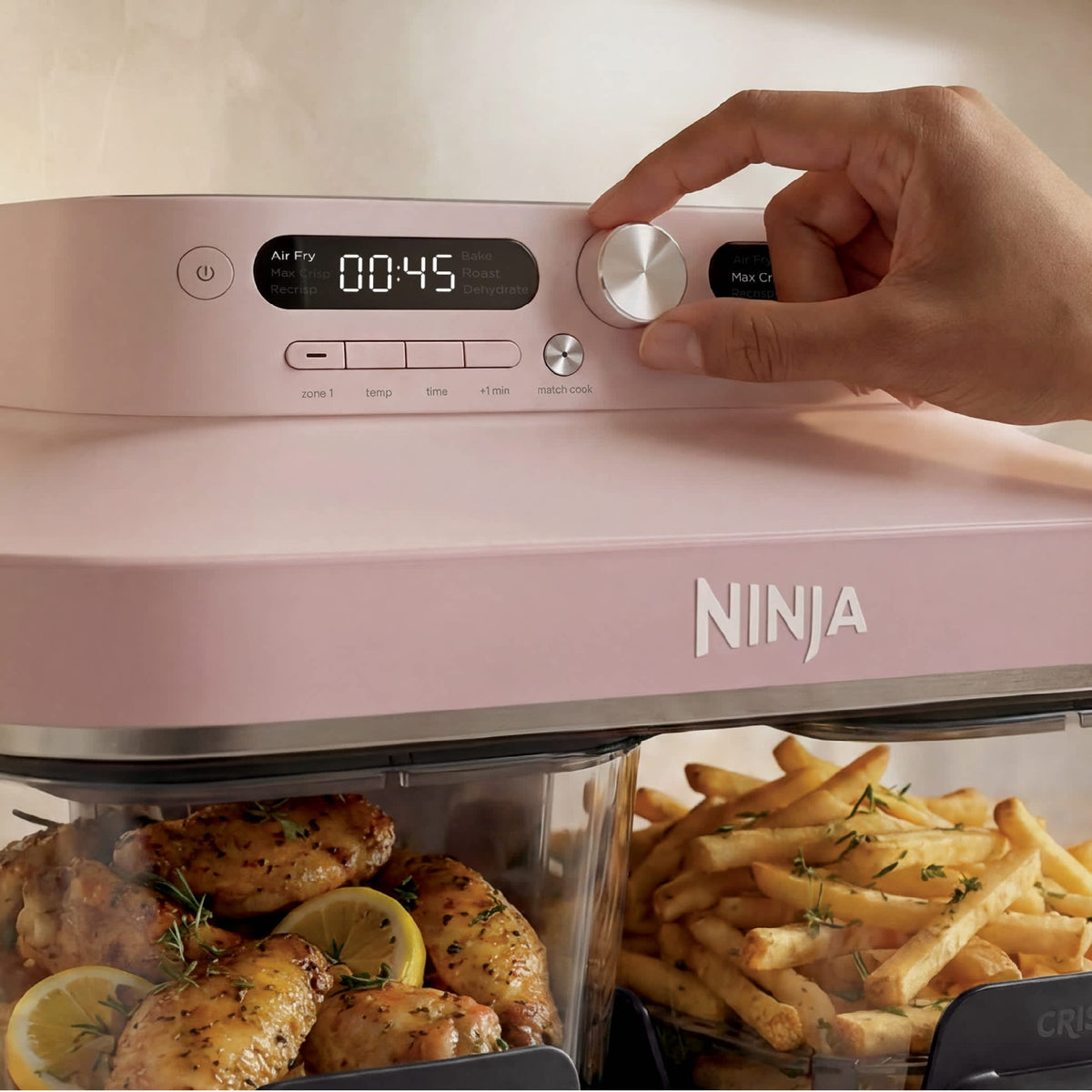 Ninja CRISPi DualZone 8-Function Glass Air Fryer - Rose Quartz (DD102UKPK1)