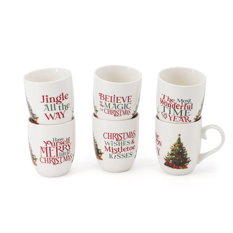Tipperary Crystal Merry Little Christmas Hatbox Mugs, Set of 6 - MUG SETS - Beattys of Loughrea