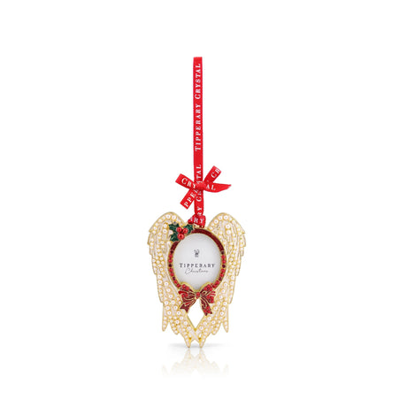 Tipperary Crystal Pearl Angel Wings Photo Frame Hanging Decoration - XMAS HANGING DECOS - Beattys of Loughrea
