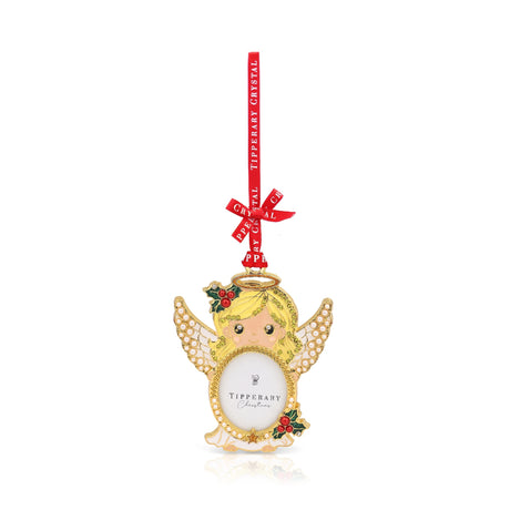 Tipperary Crystal Pearl Angel Frame Hanging Decoration - XMAS HANGING DECOS - Beattys of Loughrea
