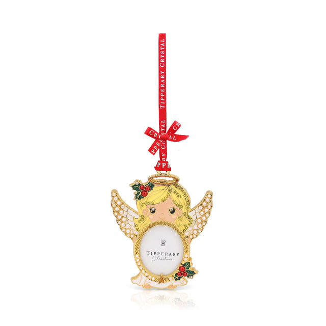 Tipperary Crystal Pearl Angel Frame Hanging Decoration - XMAS HANGING DECOS - Beattys of Loughrea